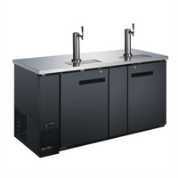 69-Inch Two-Section Draft Beer Cooler/Kegerator with 2 Dispensers, 3 Half-Barrel Keg Capacity, Flat Top and Black Exterior