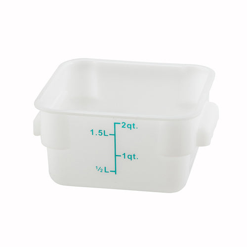 Product image #1 for Winco PESC-2 2 Qt White Square Polypropylene Food Storage Container, Container Only