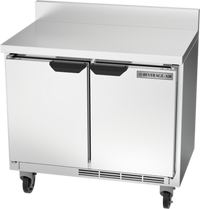 Beverage-Air 34-Inch Shallow Depth Two-Section Worktop Refrigerator with Solid Reversible Doors