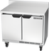 Thumbnail image #1 for Beverage-Air 34-Inch Shallow Depth Two-Section Worktop Refrigerator with Solid Reversible Doors