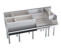 Krowne Royal Series 66-Inch Underbar Ice Bin/Cocktail Station with Blender Station, Liquor Display, and 10-Circuit Cold Plate