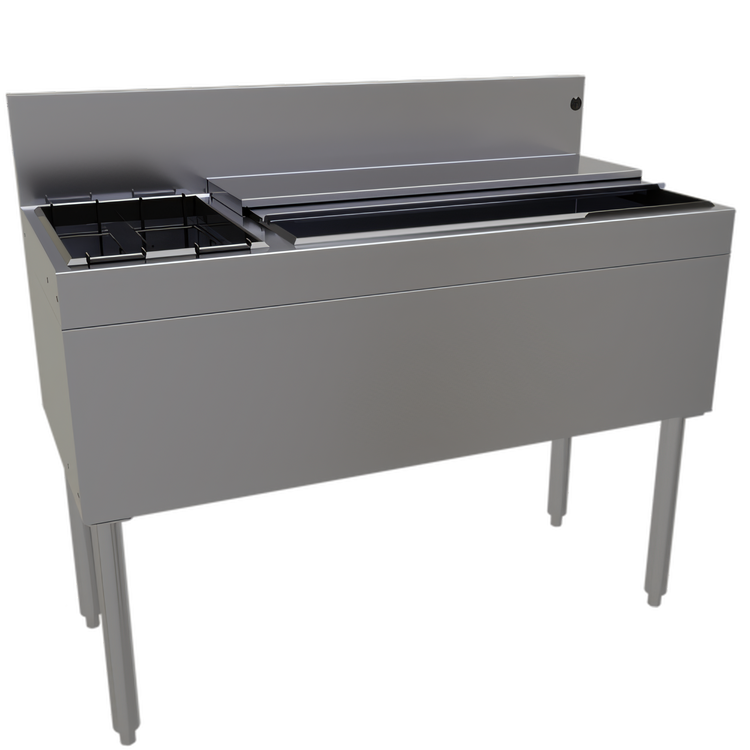 Product image #1 for Glastender 42-Inch Stainless Steel Underbar Combo Ice Bin/Cocktail Unit with Bottle Well, 84 lb Ice Capacity