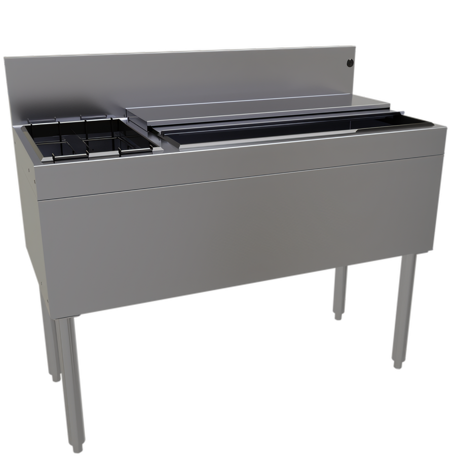 Product image #1 for Glastender 42-Inch Stainless Steel Underbar Combo Ice Bin/Cocktail Unit with Bottle Well, 84 lb Ice Capacity