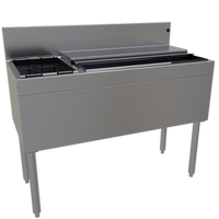 Glastender 42-Inch Stainless Steel Underbar Combo Ice Bin/Cocktail Unit with Bottle Well, 84 lb Ice Capacity