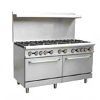 Thumbnail image #1 for Serv-Ware SGR-10B 60-Inch Commercial Gas Range with 10 Open Burners, 2 Standard Ovens, Backriser and Hi-Shelf