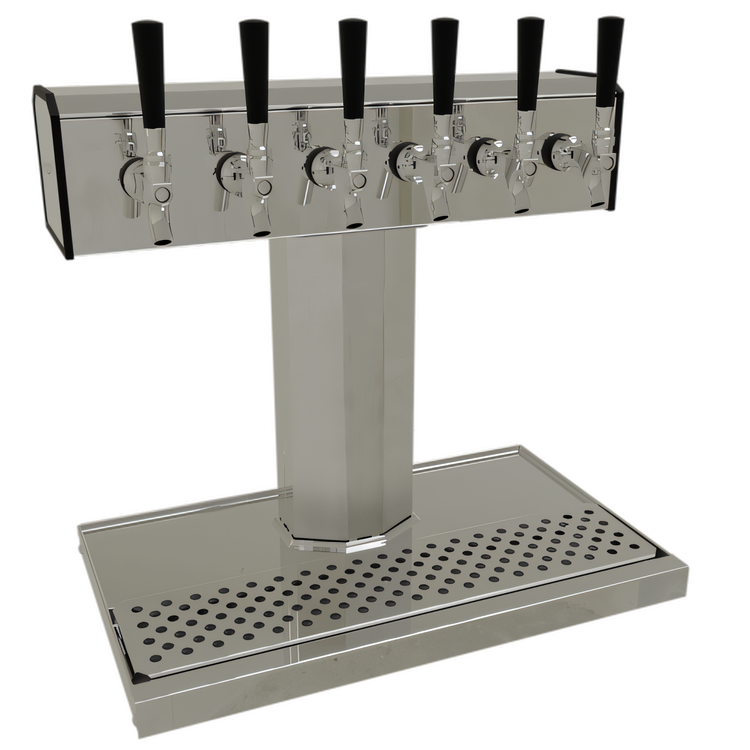 Product image #1 for Glastender Tee Draft Countertop Beverage Dispensing Tower, 6 Faucet, Air-Cooled, Polished Chrome