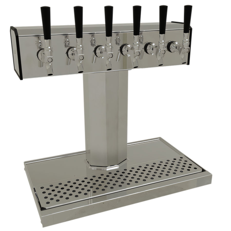 Product image #1 for Glastender Tee Draft Countertop Beverage Dispensing Tower, 6 Faucet, Air-Cooled, Polished Chrome