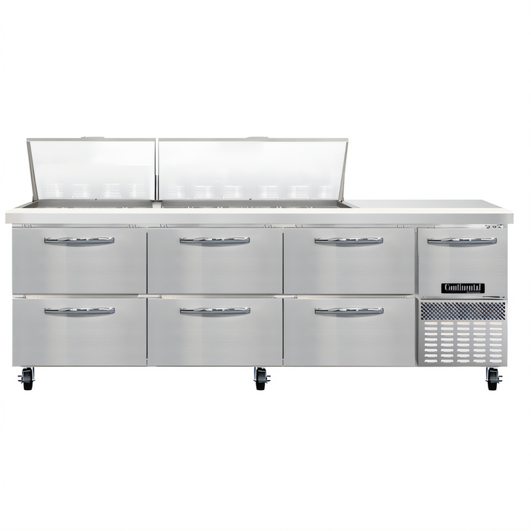 Product image #1 for Continental Refrigerator RA93N30M-D 93-Inch Mighty Top Refrigerated Sandwich Prep Table with 6 Drawers and 30 Pan Capacity