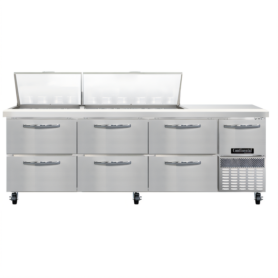 Product image #1 for Continental Refrigerator RA93N30M-D 93-Inch Mighty Top Refrigerated Sandwich Prep Table with 6 Drawers and 30 Pan Capacity
