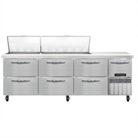 Continental Refrigerator RA93N30M-D 93-Inch Mighty Top Refrigerated Sandwich Prep Table with 6 Drawers and 30 Pan Capacity