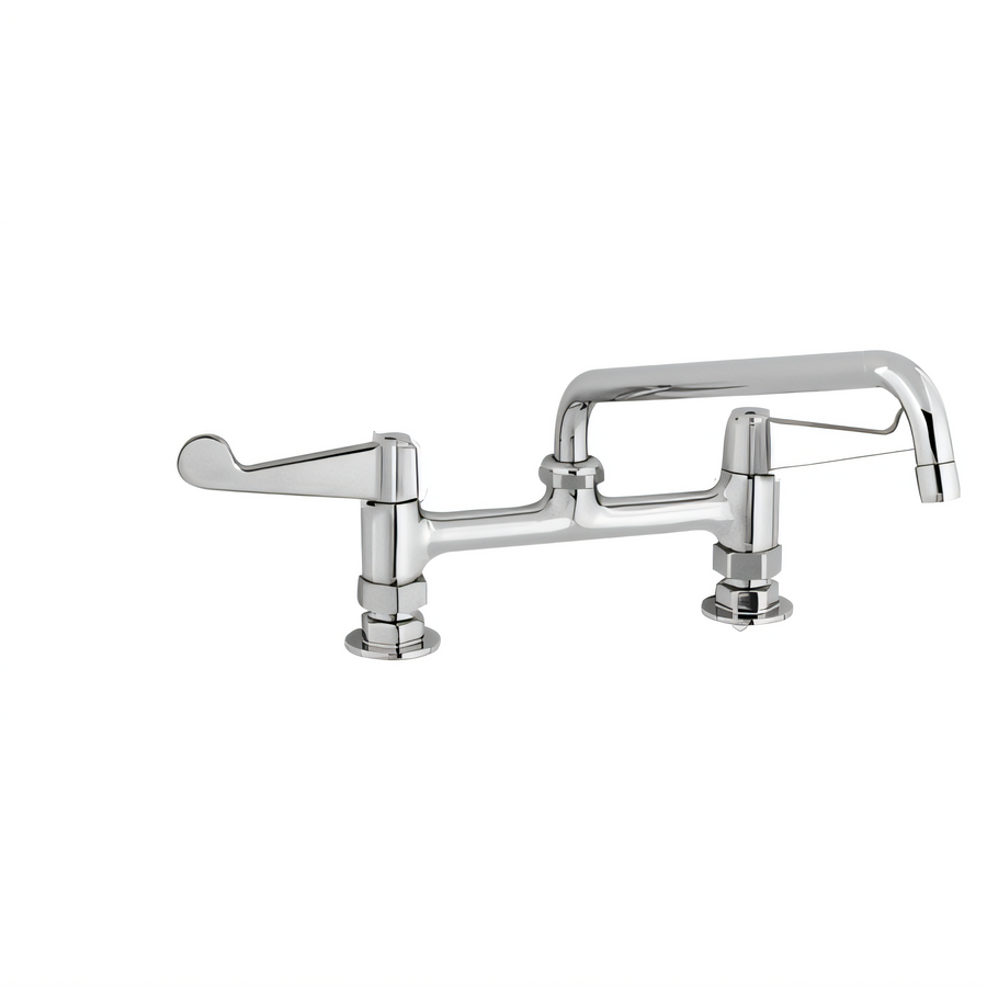 Product image #1 for equip 8-Inch Centers Deck-Mount Pedestal Manual Faucet with 10-Inch Swing Nozzle and 4-Inch Wrist Handles