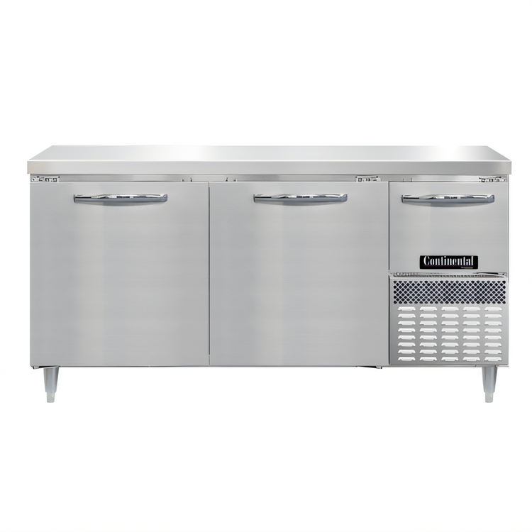 Product image #1 for Continental Refrigerator Designer Line 68" 2-Section Worktop Freezer with Solid Doors