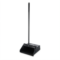 Duo-Pan™ 12-Inch Black Plastic Lobby Dust Pan with 30-Inch Metal Handle