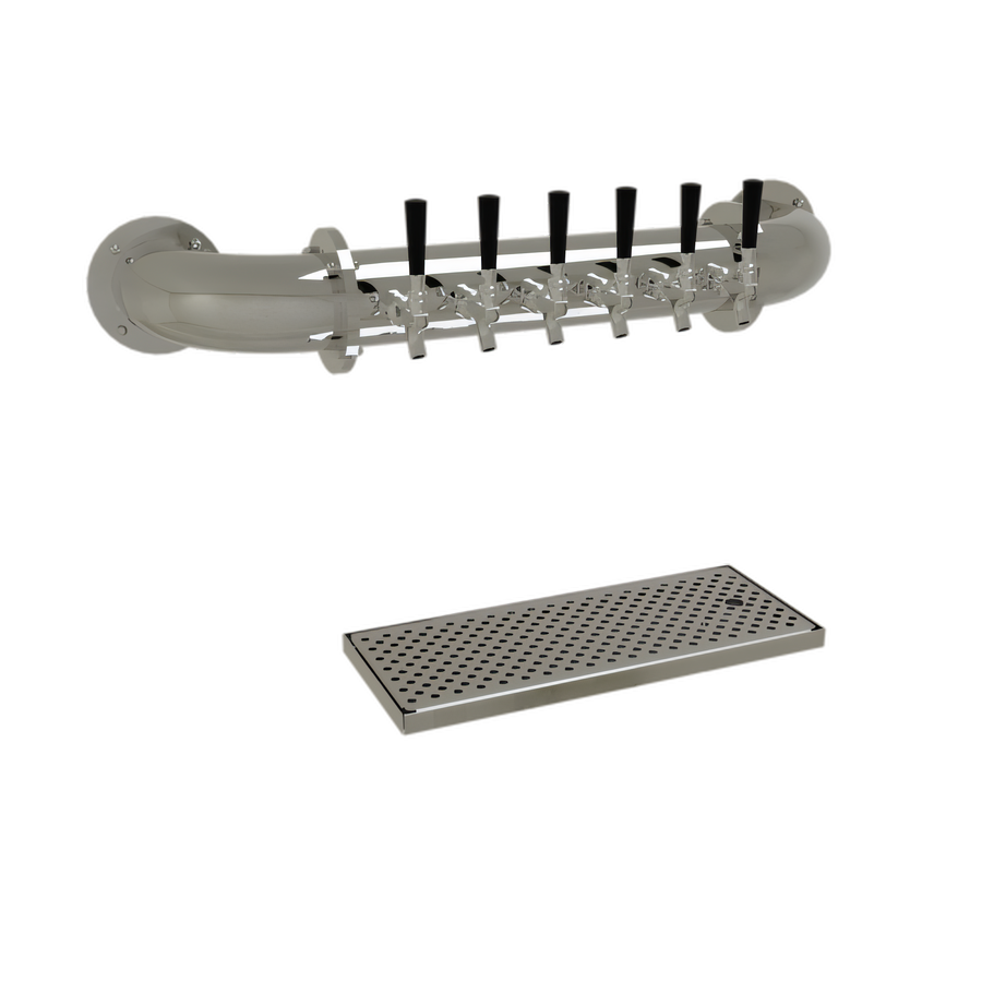 Product image #1 for Glastender Pipe Wall Draft Dispensing Tower, Wall Mount, 6 Faucets, Air Cooled, Mirror Finish