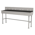 Thumbnail image #1 for Advance Tabco 19-FM-96-ADA 96-Inch ADA Multiwash Freestanding Hand Sink, 16-Gauge 304 Stainless Steel, 4 Faucet Hole Sets