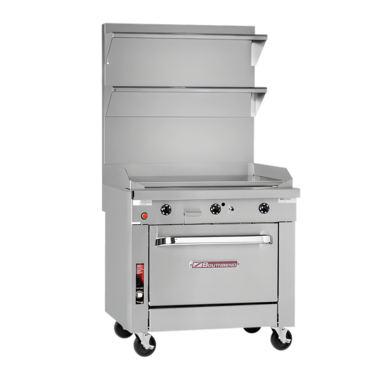 Product image #1 for Southbend Platinum 36-Inch Heavy Duty Sectional Gas Range with Full-Width Manual Griddle and Cabinet Base