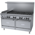 Thumbnail image #1 for Garland GFE Starfire Pro 60-Inch Commercial Gas Range with 8 Open Burners, 12-Inch Thermostatic Griddle, Convection Oven, and Standard Oven