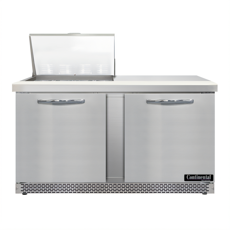 Product image #1 for Continental Refrigerator D60N12M-FB Designer Line 60" Mighty Top Two-Section Sandwich Prep Refrigerator