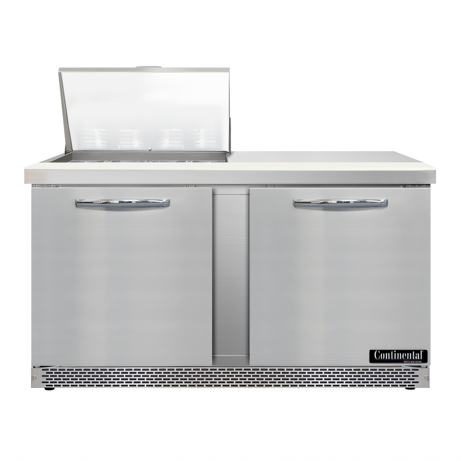 Product image #1 for Continental Refrigerator D60N12M-FB Designer Line 60" Mighty Top Two-Section Sandwich Prep Refrigerator