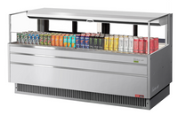 Turbo Air Low-Profile Horizontal Open Display Merchandiser with Self-Cleaning Condenser, Sliding Rear Glass Doors, 9.7 Cu. Ft.