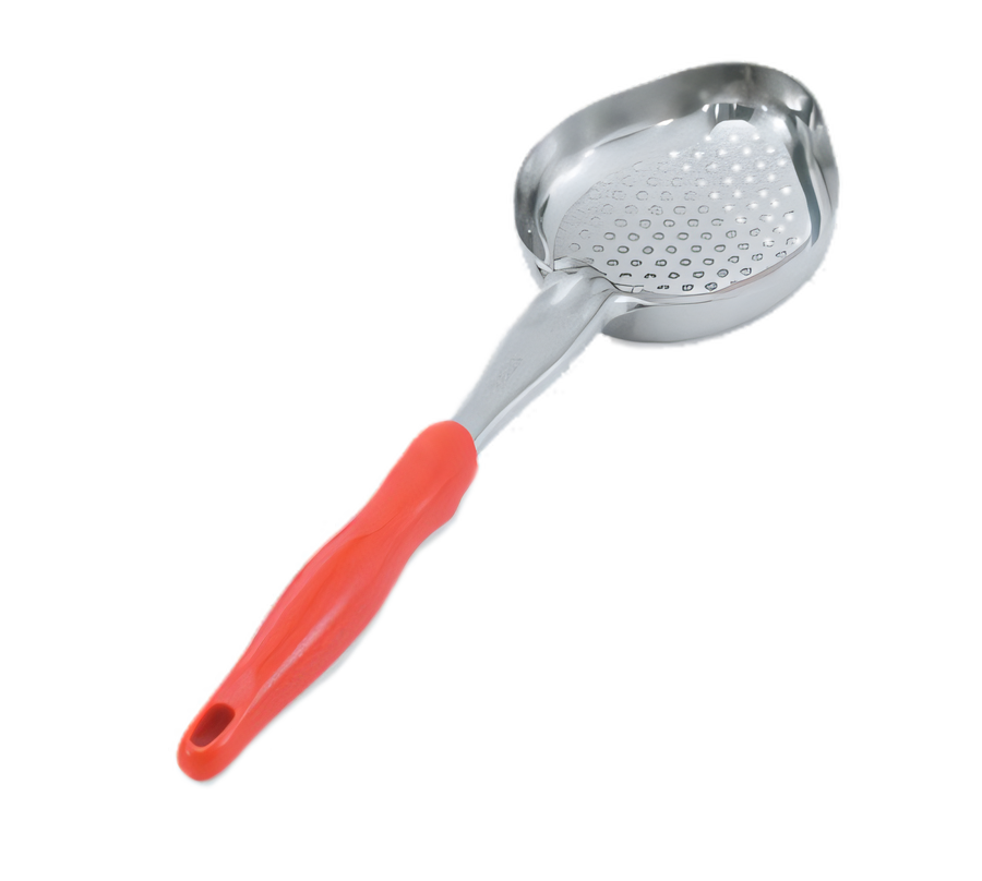 Product image #1 for Jacob's Pride 8 oz Perforated Oval Bowl Spoodle Portion Control Serving Spoon with Orange Handle