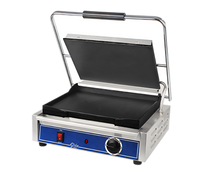 Globe Countertop Sandwich Grill / Panini Press with 14 x 10-Inch Smooth Cast Iron Plates