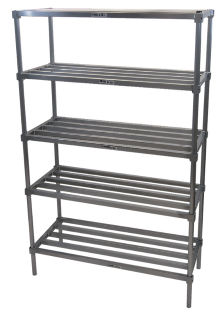 Product image #2 for Channel Manufacturing TA2454-5-KIT Adjustable Tubular Aluminum Cantilevered Shelving Kit, 54W x 24D x 72H, 5 Shelves