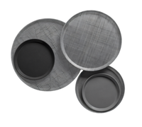 Cambro Camtray 14-Inch Round Fiberglass Serving Tray, Pearl Gray
