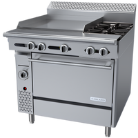 Garland Cuisine 36-Inch Heavy Duty Gas Combination Top Range with 24-Inch Left Griddle, 2 Right Open Burners, and Standard Oven