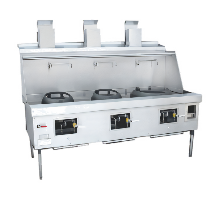 Product image #1 for York YF-3-SS Gas Wok Range with 3 Chambers, Water-Cooled Top, Stainless Steel Deck & Sides