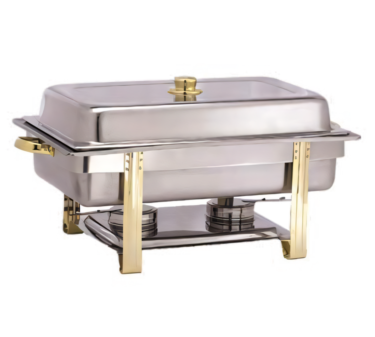 Product image #1 for Gold Riviera 8 Qt. Rectangular Stainless Steel Chafer with Lift-Off Cover, Canned Heat