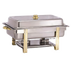 Thumbnail image #1 for Gold Riviera 8 Qt. Rectangular Stainless Steel Chafer with Lift-Off Cover, Canned Heat