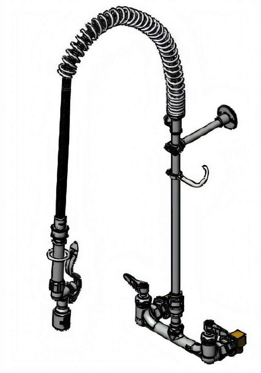 Product image #1 for T&S Brass EasyInstall 8-Inch Center Wall-Mount Pre-Rinse Unit with 44-Inch Hose