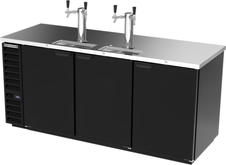 Product image #1 for Beverage-Air DD78HC-B 78-Inch Direct Draw Beer Dispenser with 3 Doors, Dual Faucet Towers, and 4-Keg Capacity