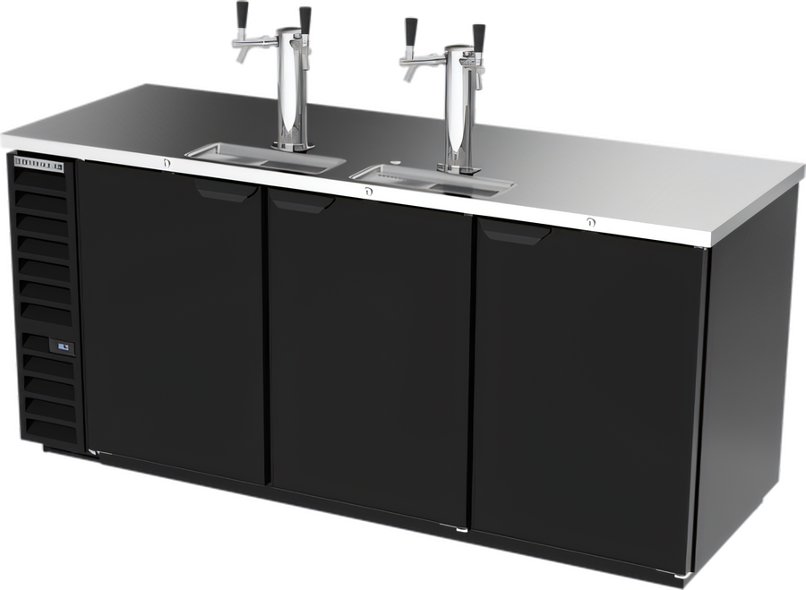 Product image #1 for Beverage-Air DD78HC-B 78-Inch Direct Draw Beer Dispenser with 3 Doors, Dual Faucet Towers, and 4-Keg Capacity