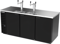 Beverage-Air DD78HC-B 78-Inch Direct Draw Beer Dispenser with 3 Doors, Dual Faucet Towers, and 4-Keg Capacity