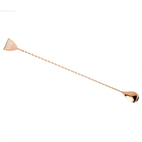 Barfly 15-3/4 Inch Copper-Plated Bar Spoon with Strainer End and Twisted Stem