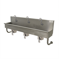 Advance Tabco 72-Inch 3-Station Wall-Mounted Knee-Operated Hand Sink, 16-Gauge 304 Stainless Steel