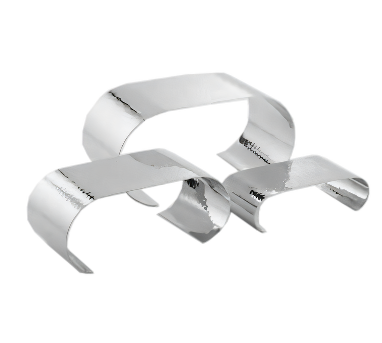 Product image #1 for American Metalcraft 3-Piece Stainless Steel Buffet Riser Set with Curled Ends and Polished Hammered Finish