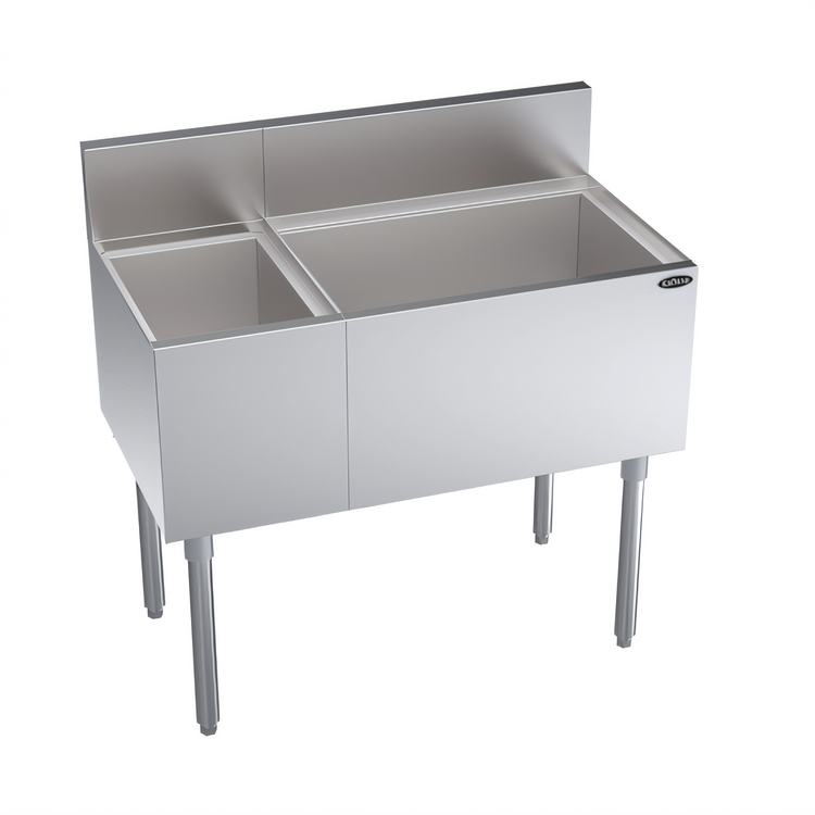 Product image #1 for Krowne Royal Series 36-Inch Underbar Combination Ice Bin with Right-Hand Ice Bin and Left Insulated Bottle Storage