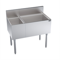 Krowne Royal Series 36-Inch Underbar Combination Ice Bin with Right-Hand Ice Bin and Left Insulated Bottle Storage