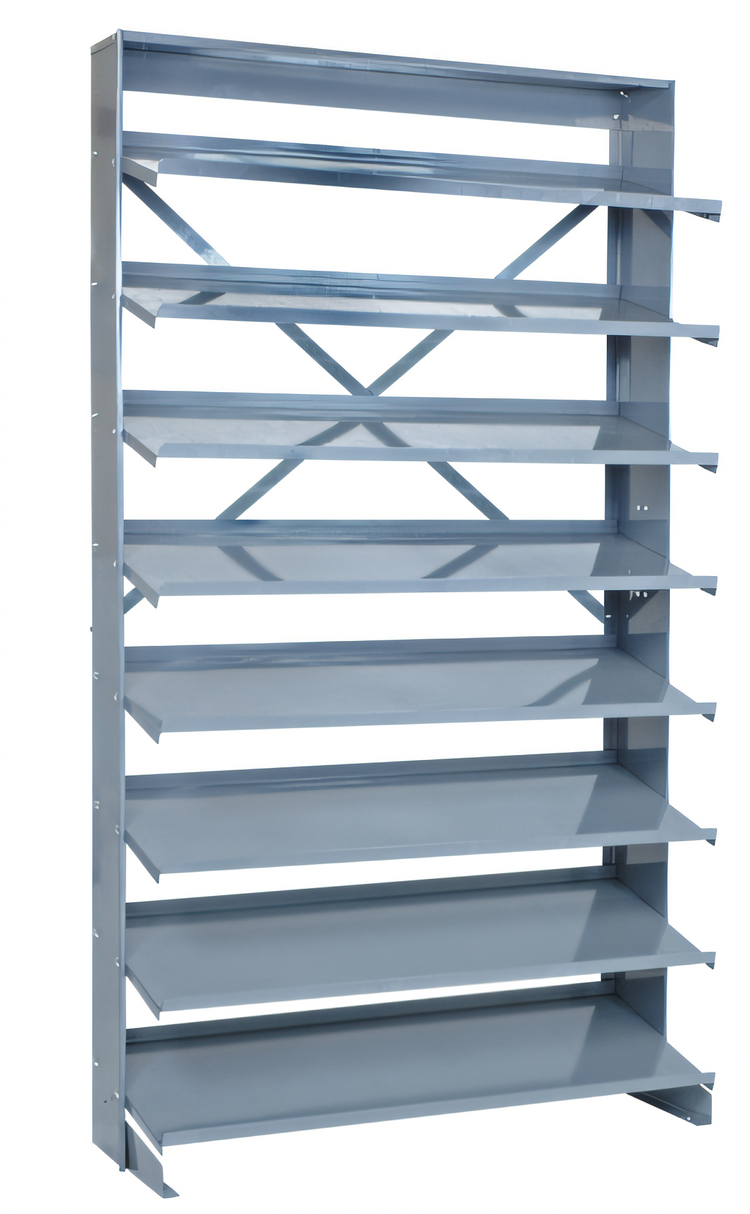 Product image #1 for Quantum Sloped Single-Sided Steel Pick Rack with 8 Shelves, 36 x 12 x 63.5 Inches