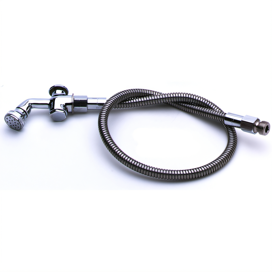 Product image #1 for T&S Brass Push-Button Pre-Rinse Spray Valve Assembly with Rosespray Outlet and 72-Inch Stainless Steel Hose