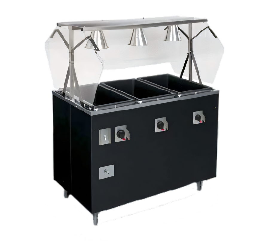 Product image #1 for Vollrath 2-Series Affordable Portable 3-Well Electric Hot Food Station with Open Storage Base and Buffet Breath Guard