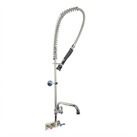 BK Resources Evolution Splash-Mount Pre-Rinse Assembly with Add-On Faucet and 12-Inch Swing Spout