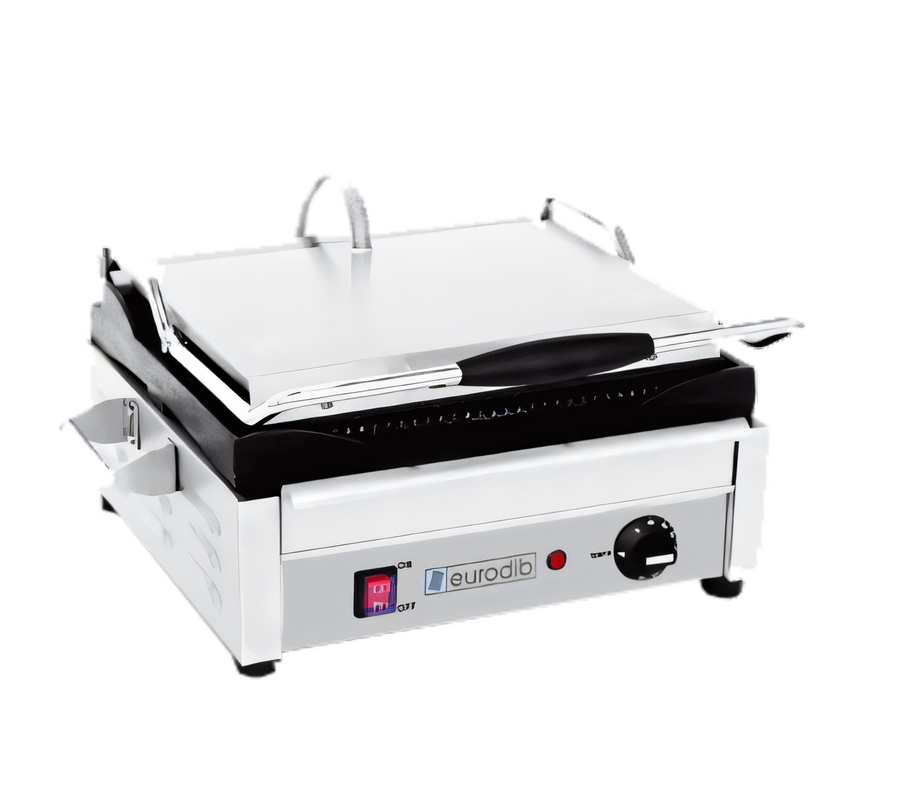 Product image #1 for Commercial Countertop Single Panini Press with Ribbed Top & Bottom Cast Iron Plates, 14 x 10 in., 240V