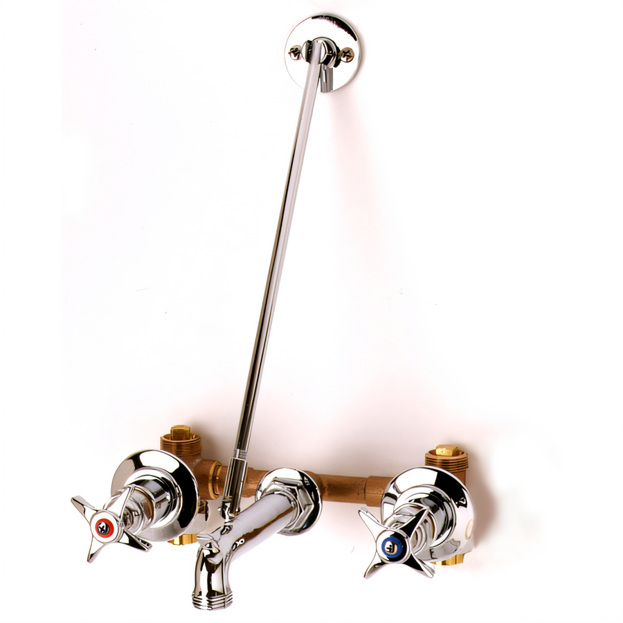 Product image #1 for T&S Brass B-0699-ST 8-Inch Wall Mount Concealed Bypass Mixing Valve Service Sink Fitting with Vacuum Breaker Nozzle and Pail Hook
