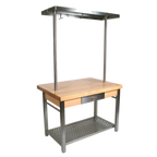 Thumbnail image #1 for John Boos Cucina Grande CUCG20-C 48" x 28" Maple Wood Top Work Table with Drawer, Undershelf and Locking Casters