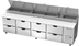 Thumbnail image #1 for Beverage-Air 119-Inch Four-Section Pizza Prep Table with 8 Drawers and Refrigerated Pan Rail