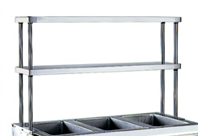 Product image #1 for Eagle Group Double Deck Table-Mount Stainless Steel Overshelf for Hot Food Tables, 63-1/2 Inch Wide x 10 Inch Deep